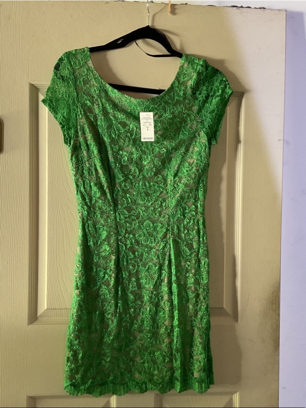 bebe Bright Green Lace Mini Dress